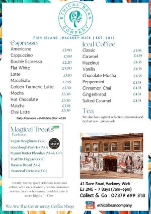  at Ethical Bean Company in East London