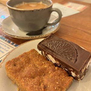 After my vegan full English I had the vegan rocky roads, and an awesome peanut butter blondie! With a plantbased chocolate orange mocha   at Ethical Bean Company in East London