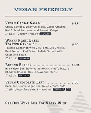 Menu May 14, 2023 at Trident Hotel in Kinsale