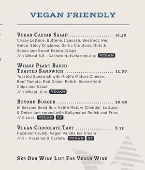 Menu as of June 2025 at Trident Hotel in Kinsale