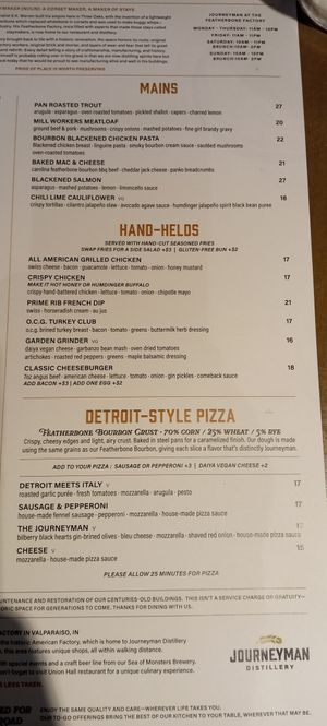 Menu on 9/3/25 showing vegan mains. Asparagus side not pictured also listed as vegan. at Staymaker in Three Oaks