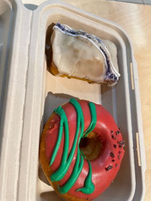 watermelon donut and Earl Grey lemon cake at Hoopla Donuts in Calgary