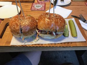 Tofu burger.  Buy one get one free on Mondays! at Slow Boat Brewery in Beijing
