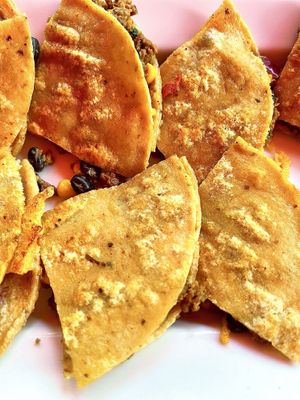 Vegan quesadillas with “picadillo”  at Beto & Son in Dallas