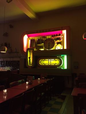 The organ (for a small fee, it will play) at Café Modern in Voeren