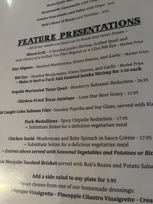 Menu   at Starlight Theater in Terlingua