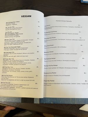 Vegan part of the menu   at Tuktuk in Basel