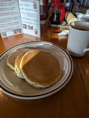 There were plenty of blueberries in these pancakes. at Polly's Pancake Parlor in Sugar Hill