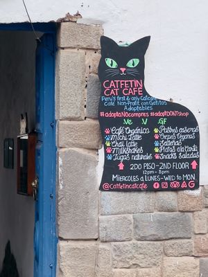 Signage on the street  at Catfetín in Cusco