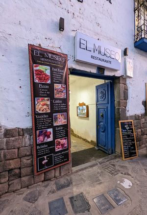 Front that leads to the courtyard where the cafe is located on the second floor. at Catfetín in Cusco