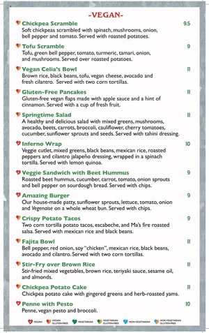 Vegan Foos Menu at Mothers Market in Manhattan Beach