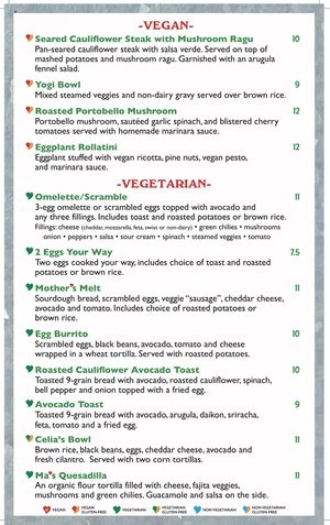 Vegan Food Menu / Vegetarian Food Menu at Mothers Market in Manhattan Beach