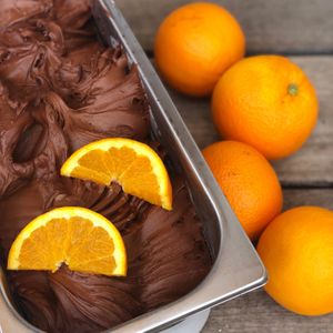 Dark Chocolate Orange Sorbet - one of our many rotating vegan gelato flavours on offer! at Little 'Lato - Wynyard Quarter in Auckland