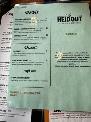 Ask for their vegan menu  at The Heid Out  in Cranbrook