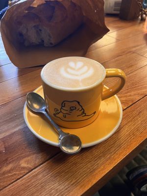 flat white w oat milk  at Morning Magpie - Maggie's in Dunedin