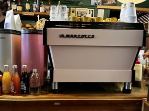 pink espresso machine 💗💓🌸  at Morning Magpie - Maggie's in Dunedin