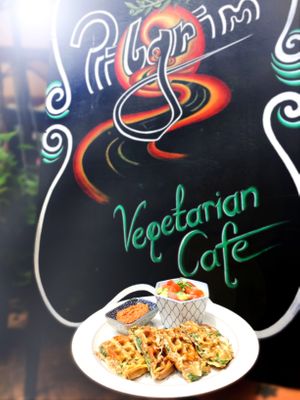 Omelette Waffle at Pilgrim in Kampot