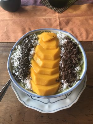 Green smoothie bowl  at Pilgrim in Kampot