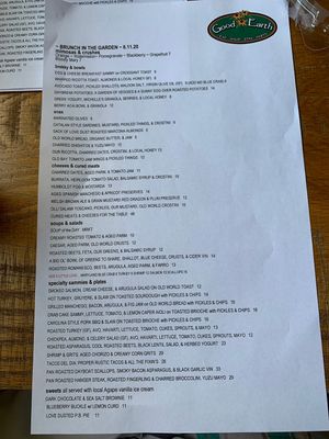 Menu as of 6/24/2020 at Good Earth Market in Clarksville