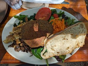 Modified vegan brekkie at Esselon Coffee Roasting Co in Hadley