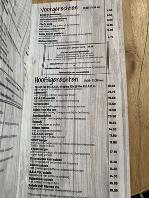 Menu Dinner  at B.E.A.C.H. in Noordwijk