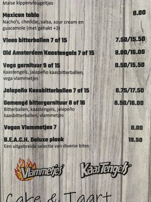 Menu Snacks  at B.E.A.C.H. in Noordwijk