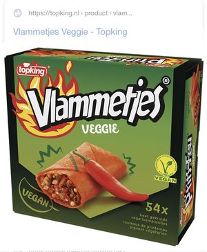 Vegan Snack „vlammeties“, labeled as vegan  at B.E.A.C.H. in Noordwijk