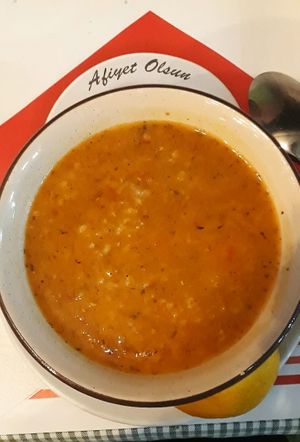 Ezogelin soup (a kind of red lentil soup) at KahveAlti Ev Yemekleri in Fethiye