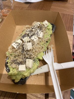 Avocado quinoa toast €8  at Base V Juicery - Via dei Neri in Florence