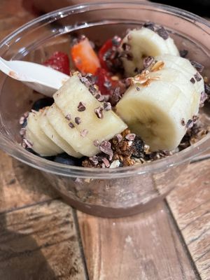 Chocolate and peanut butter bowl  at Base V Juicery - Via dei Neri in Florence
