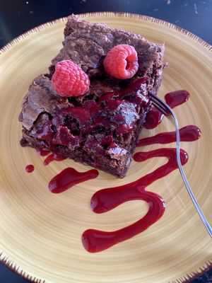 Raspberry brownie  at Het Koffiepand in Middelburg