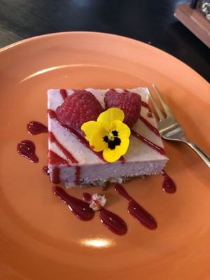 Vegan raspberry cheesecake  at Het Koffiepand in Middelburg