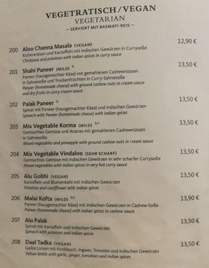 Veg menu part 1 at Indian Crown in Leipzig