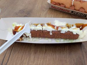 Vegetarian dutch frikandel speciaal at Daphne's Verse Friet in Middelharnis