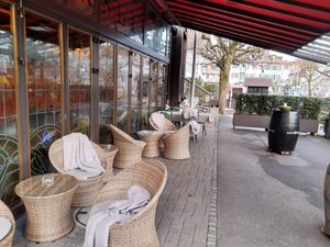 Outdoor seating (in winter) at Mürset in Aarau