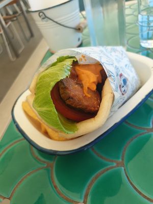 Lunch vegan fish wrap at The Kingfish in Newcastle