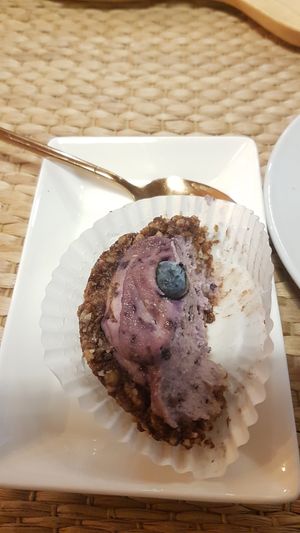 Cheese cake (half eaten) at Go Vegan Cafe in Phuket