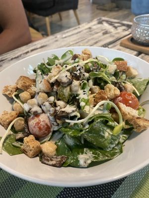 Caesar salad with chickpeas and dehydrator eggplant, yummy  at Go Vegan Cafe in Phuket