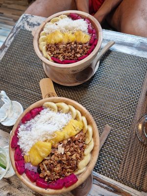Acai bowl and mixed berry bowl at Go Vegan Cafe in Phuket
