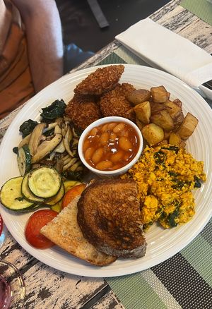 The English breakfast - a big dish and super filling!  at Go Vegan Cafe in Phuket