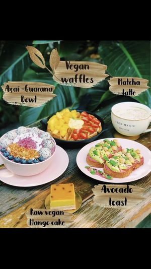 Gluten free Vegan waffles with fresh fruit! at Go Vegan Cafe in Phuket