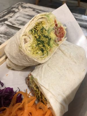 Vegan tofu scramble burrito  with avocado and spinach  at Go Vegan Cafe in Phuket