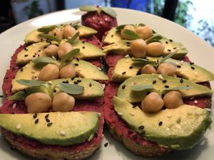 Avocado Toast with Beetroot Hummus;) at Go Vegan Cafe in Phuket
