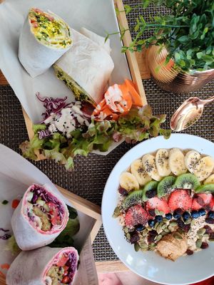 Oat porridge with Coconut milk & some wraps at Go Vegan Cafe in Phuket