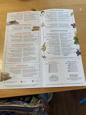 Inside of the menu at Tropical Smoothie Cafe - Hwy 98 in Lakeland