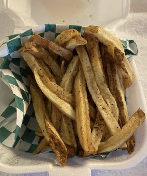Fries with lemon pepper seasoning- wouldn’t order again  at Vegan T'ease in Orland Park