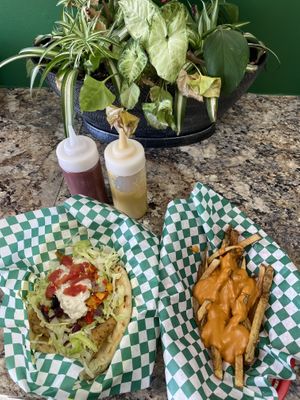Vegan gyro and ‘cheese’ fries at Vegan T'ease in Orland Park