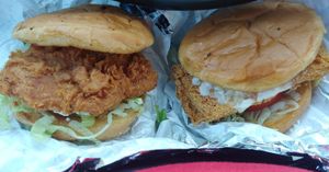 Vegan chicken and fish sandwiches at Vegan T'ease in Orland Park