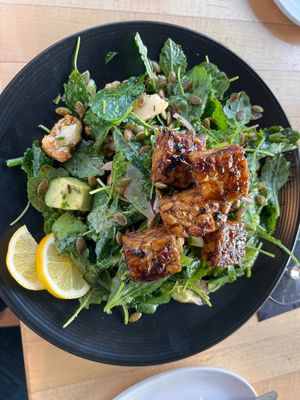 Tempeh Kabob Salad at Local Ocean Seafoods in Newport
