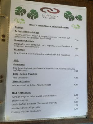 Frühstückskarte  at Cafe Caro  in Aschaffenburg